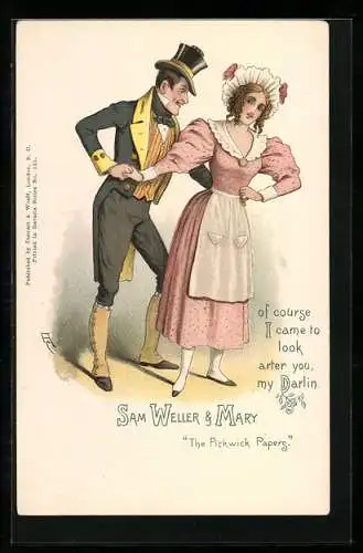 Künstler-AK Sam Weller & Mary, The Pickwick Papers, Charles Dickens