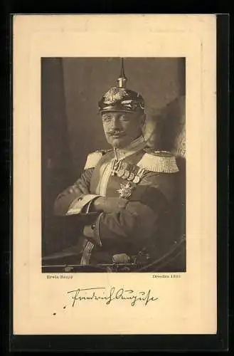 AK Friedrich August von Sachsen in Uniform mit Pickelhaube