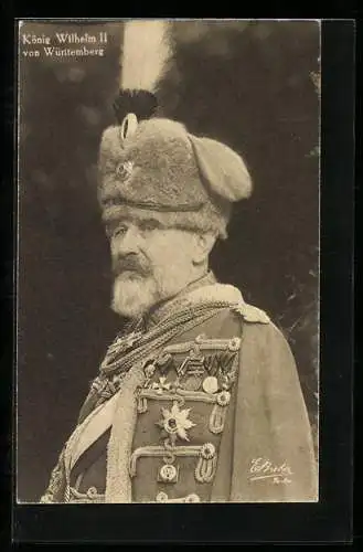 AK König Wilhelm II von Württemberg mit Ordensspange