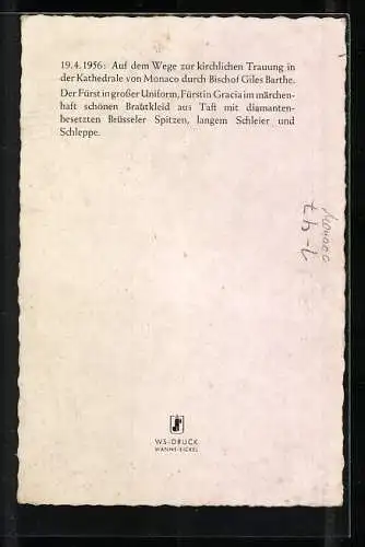 AK Fürst Rainier und Fürstin Gracia bei ihrer Hochzeit