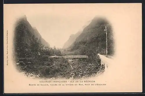 AK Ile de la Réunion, Route de Salazie, Vallée de la Rivière du Mat, Pont de l`Escalier