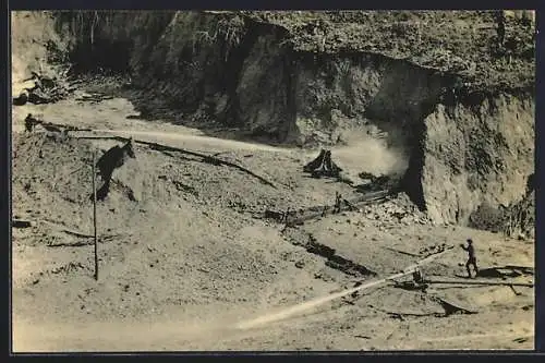 AK Symétain, Mines du Sud 1952, Abattage à l`eau sous pression par la méthode hydraulique..., Zinnmine, Bergbau