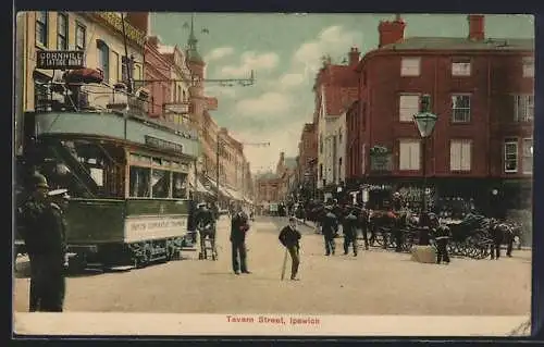 AK Ipswich, Tavern Street, Strassenbahn