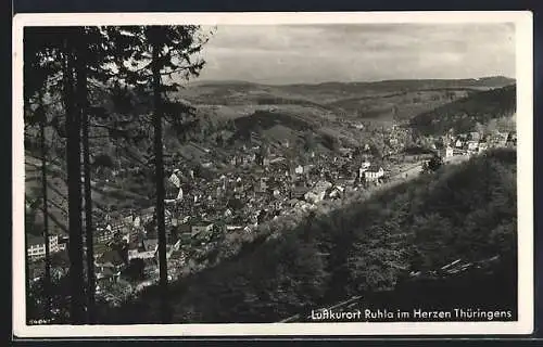 AK Ruhla, Panorama-Ansicht mit Umgebung