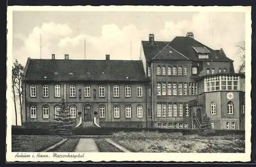 AK Ankum i. Hann., Marienhospital mit Tannen