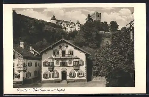 AK Neubeuern, Ortspartie mit Schloss