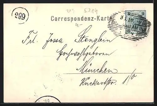 AK Simbach a. Inn, Teilansicht mit Brücke