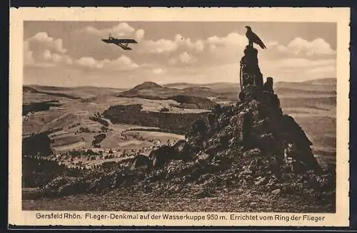 AK Gersfeld /Rhön, Flieger-Denkmal auf der Wasserkuppe