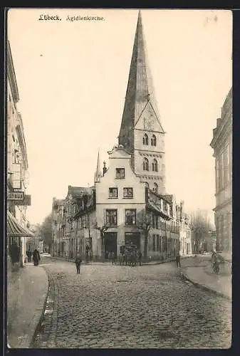 AK Lübeck, Strassengabelung an der Ägidienkirche