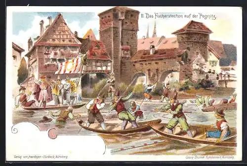 Lithographie Nürnberg, Das Fischerstechen auf der Pegnitz