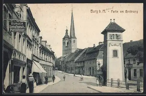 AK Burg bei Magdeburg, Partie am Breiteweg