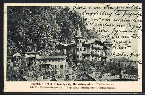 AK Berchtesgaden, Familien-Hotel Prinzregent Frl. Mathilde-Renz-Kunz