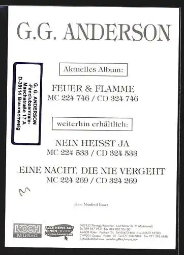 AK Musiker G.G. Anderson, mit original Autograph