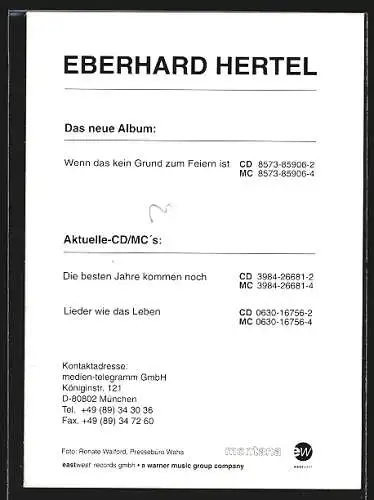 AK Musiker Eberhard Hertel, mit original Autograph