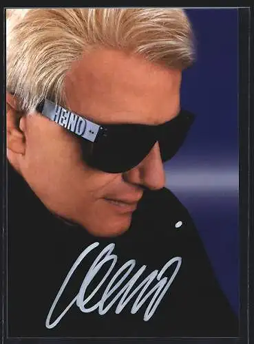 AK Musiker Heino mit Brille nachdenklich blickend, mit original Autograph