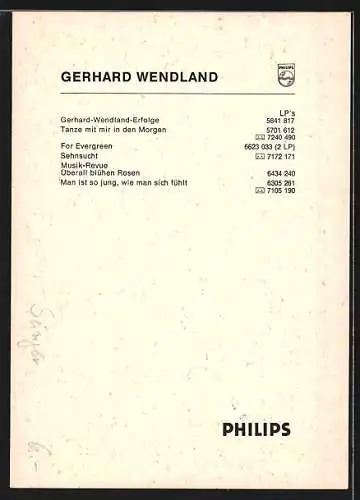 AK Musiker Gerhard Wendland im Anzug und Rosen, mit original Autograph