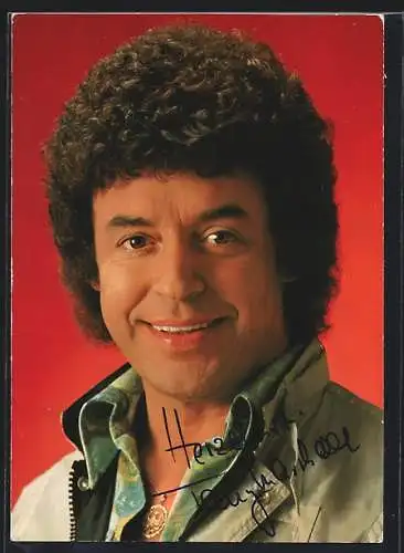 AK Musiker Tony Marshall mit Dauerwelle, original Autograph