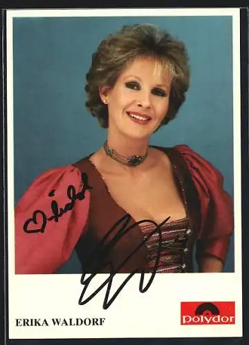 AK Musikerin Erika Waldorf, original Autograph