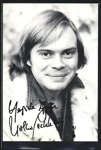 AK Musiker Volker Lechtenbrink lächelt, original Autograph