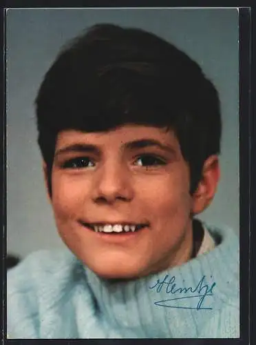 AK Musiker Heintje mit Strickpullover, original Autograph
