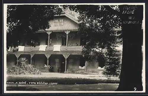 AK Msene-Lazne, Villa Slovanka mit Garten