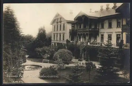 AK Eichwald, Garten des Sanatorium Theresienbad