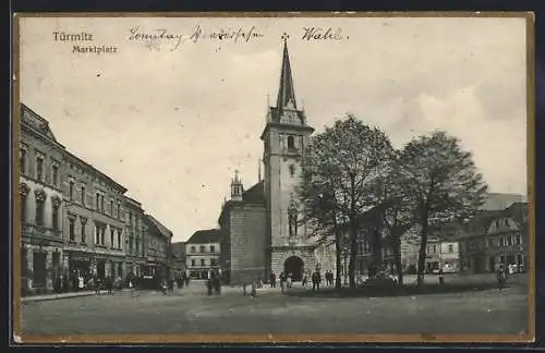 AK Türmitz, Marktplatz mit Kirche