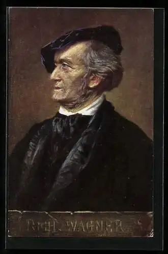 Künstler-AK Der Komponist Richard Wagner von der Seite betrachtet