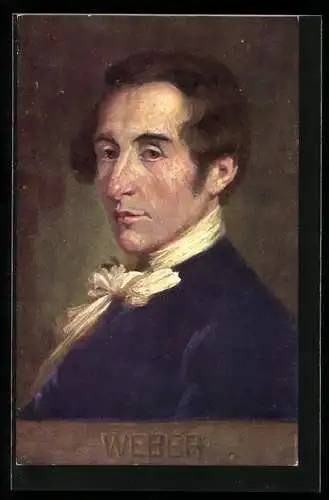 Künstler-AK Weber als betagter Mann mit Schleife am Kragen