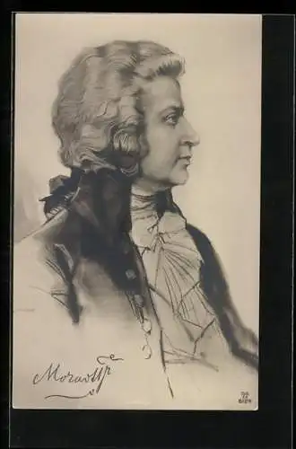Künstler-AK W. A. Mozart im Profil