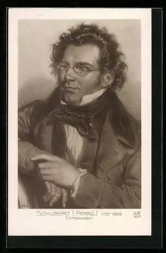 Künstler-AK Portrait von Franz Schubert, 1797-1828, Komponist