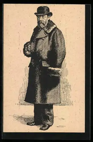 AK Bedrich Smetana im Wintermantel