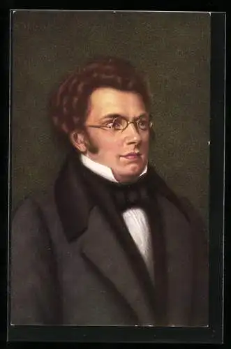 AK Portrait von Franz Schubert, 1797-1828, Komponist