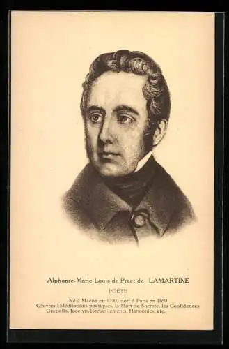 Künstler-AK Alphone-Marie-Louis de Praet de Lamartine