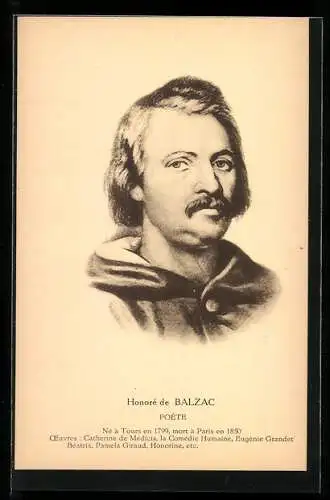 AK Konterfei des Schriftstellers und Poeten Honoré de Balzac