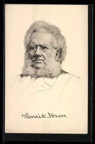 Künstler-AK Henrik Ibsen, Norwegischer Dichter im Portrait