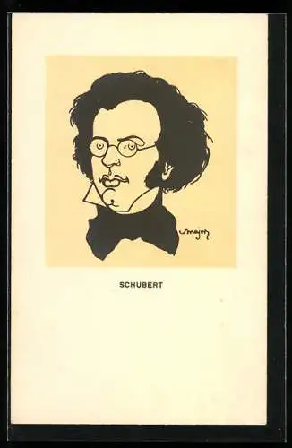 AK Karikatur Franz Schubert, österreichischer Komponist