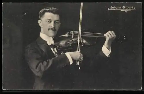 AK Johann Strauss, Portrait mit Violine