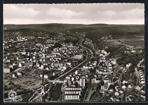 AK Pforzheim, Ortsansicht aus der Vogelschau