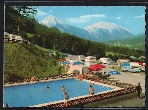 AK Berchtesgaden, Schwimmbecken des Campingplatz Allweglehen von J. u. W. Fendt