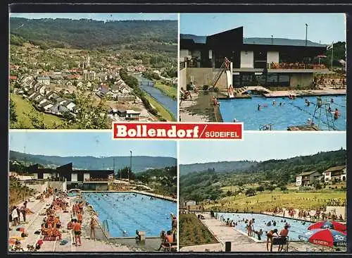 AK Bollendorf /Südeifel, Gesamtansicht, Schwimmbad und Café