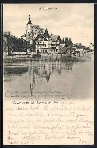 AK Seeshaupt am Starnberger See, Blick aufs Hotel Seeshaupt