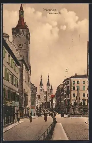 AK Würzburg, Domstrasse mit Dom