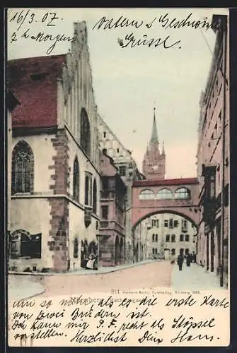 AK Nürnberg, Blick in die Rathausgasse