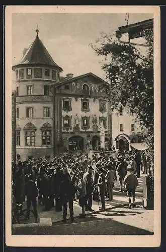 AK Berchtesgaden, Marktplatz am Sonntag