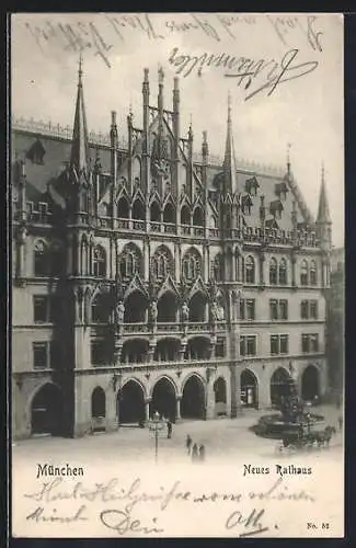 AK München-Au, Blick auf das Neue Rathaus