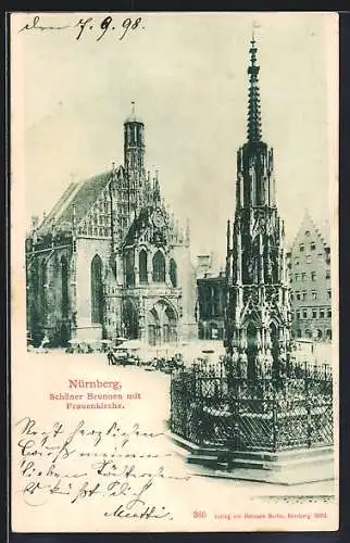 AK Nürnberg, Schöner Brunnen mit Frauenkirche