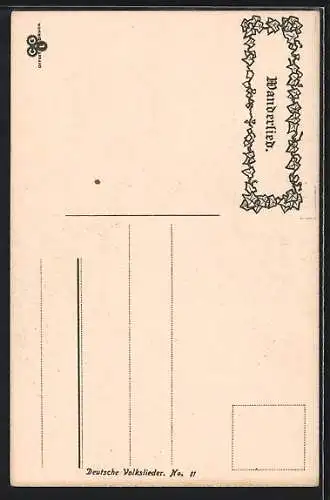 Künstler-AK Student stösst mit den Eltern an, Wanderlied, Lied