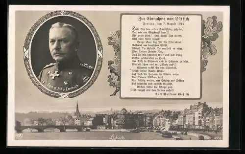 AK Lüttich, Einnahme der Stadt 1914, General d. Inf. Emmich