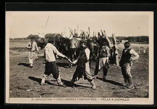 AK Argentinien, Costumbres Campestres, Pelea a Cuchillo